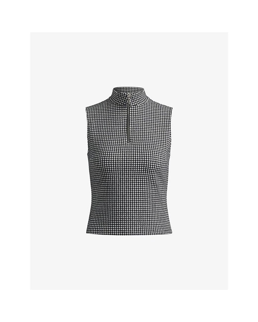 HUGO Gray Jacquard Zip-Neck Stretch-Jersey Top