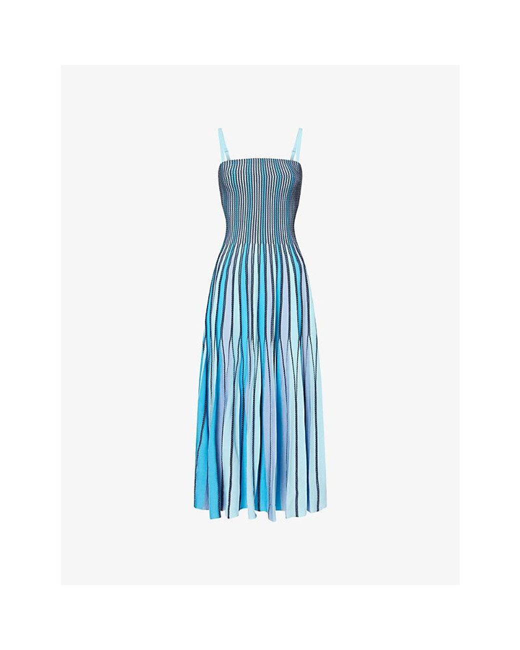 Jonathan Simkhai Blue Soleil Striped Knit Midi Dress