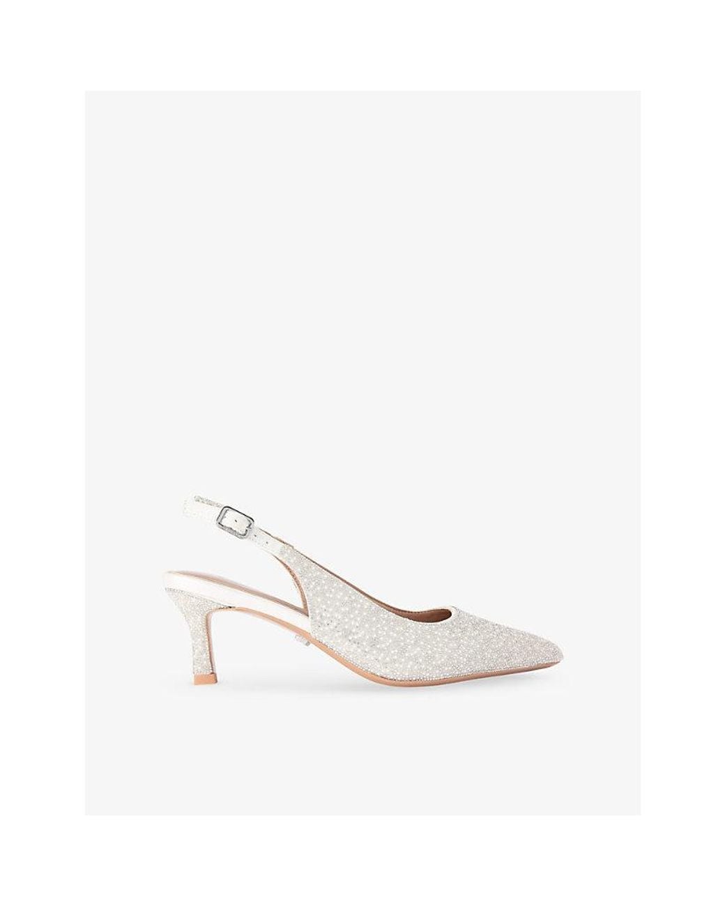 Carvela Kurt Geiger White Corletta Slingback Pearl-Embellished Heeled Courts