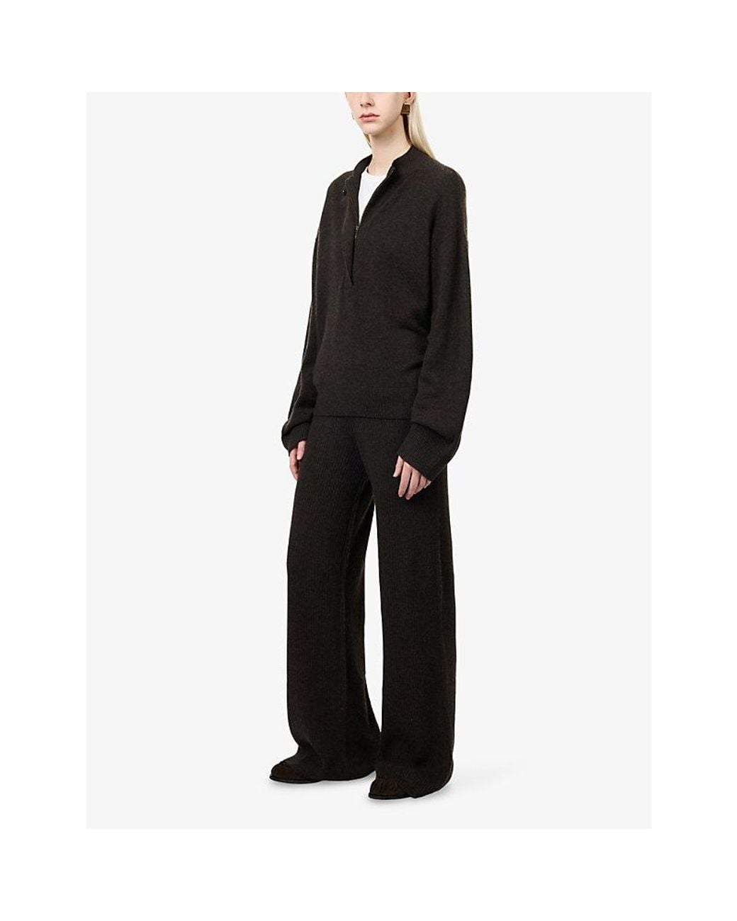 LeKasha Black Half-Zip Cashmere Knit Jumper