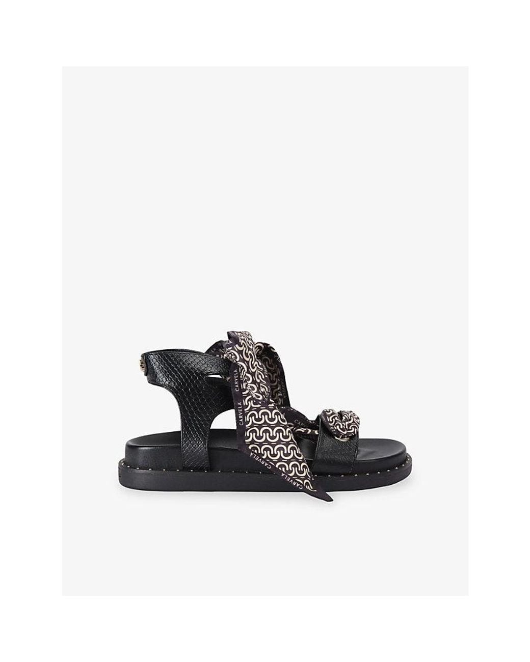 Carvela Kurt Geiger Black Sorrento Scarf Faux-Leather Sandals