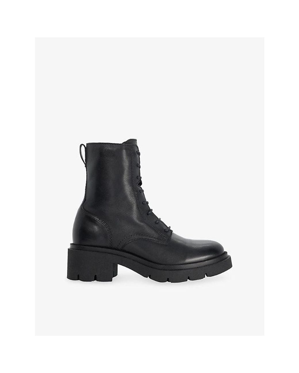 Dune Black Pion Lace-Up Leather Ankle Boots