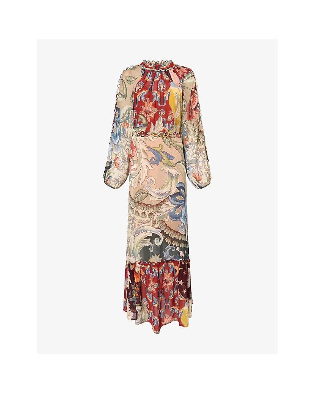 Farm Rio Red Lunar Boho Woven Maxi Dress
