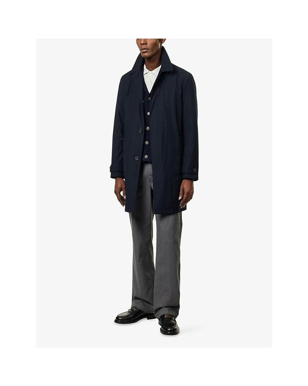 Corneliani Blue Techno Padded Poplin Coat for men