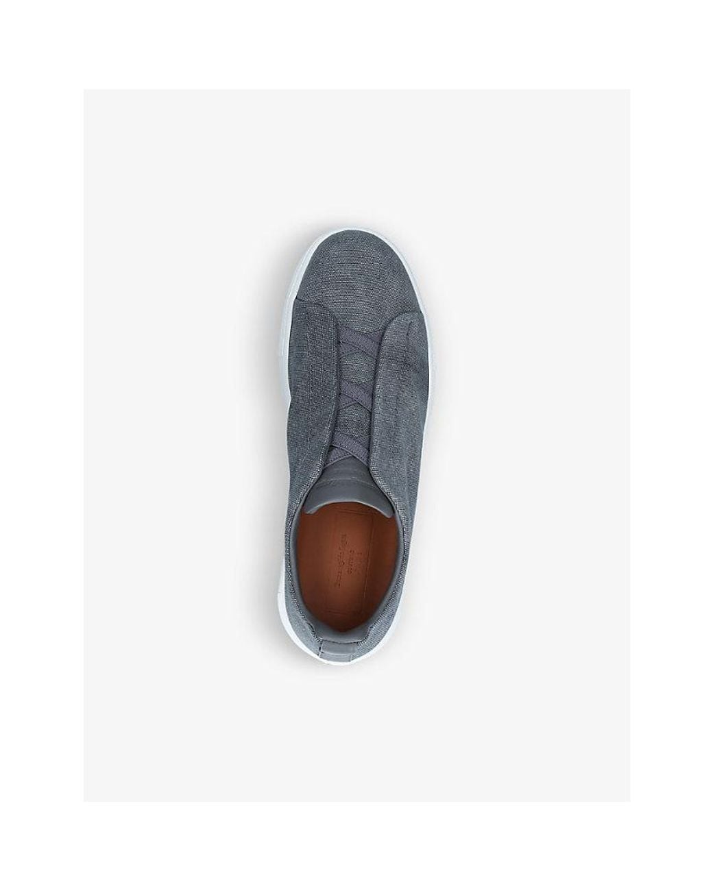 Zegna Gray Triple Stitch Low-Top Cotton Trainers for men