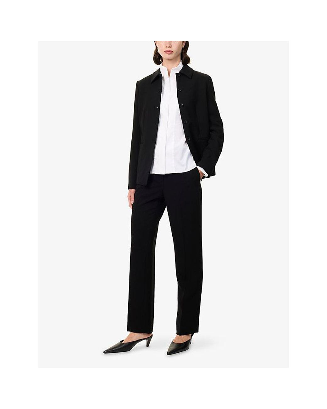 Theory Black The Marcee Straight-Leg Woven Trousers