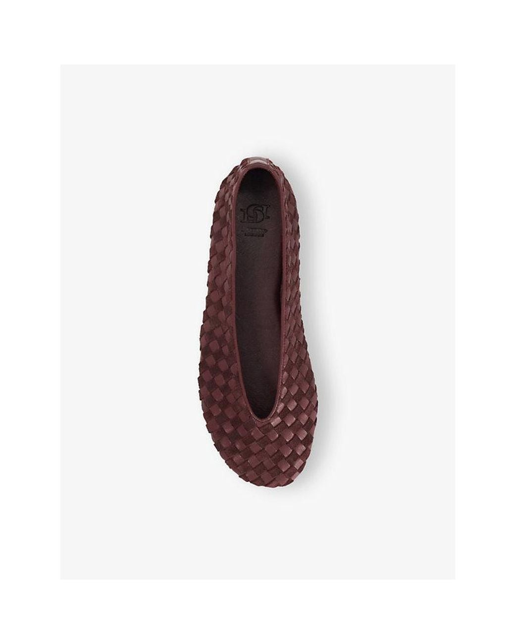 Dune Red Homely Woven Leather Ballet Flats