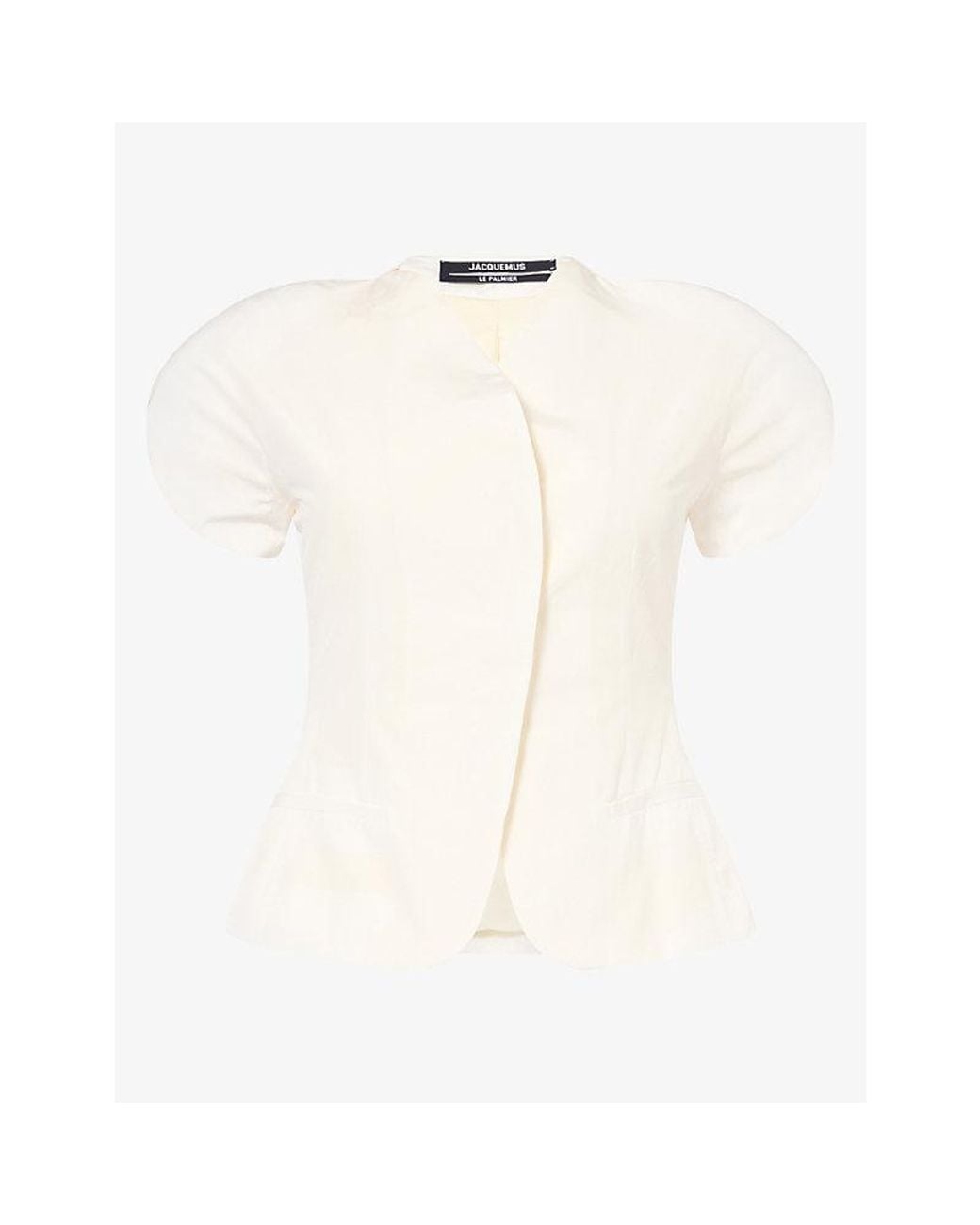 Jacquemus White La Veste Ovalo Woven Top