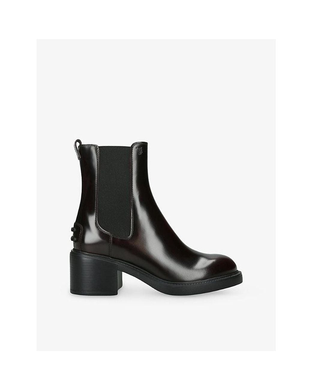 Tod's Black Tronchetto Leather Heeled Ankle Boots