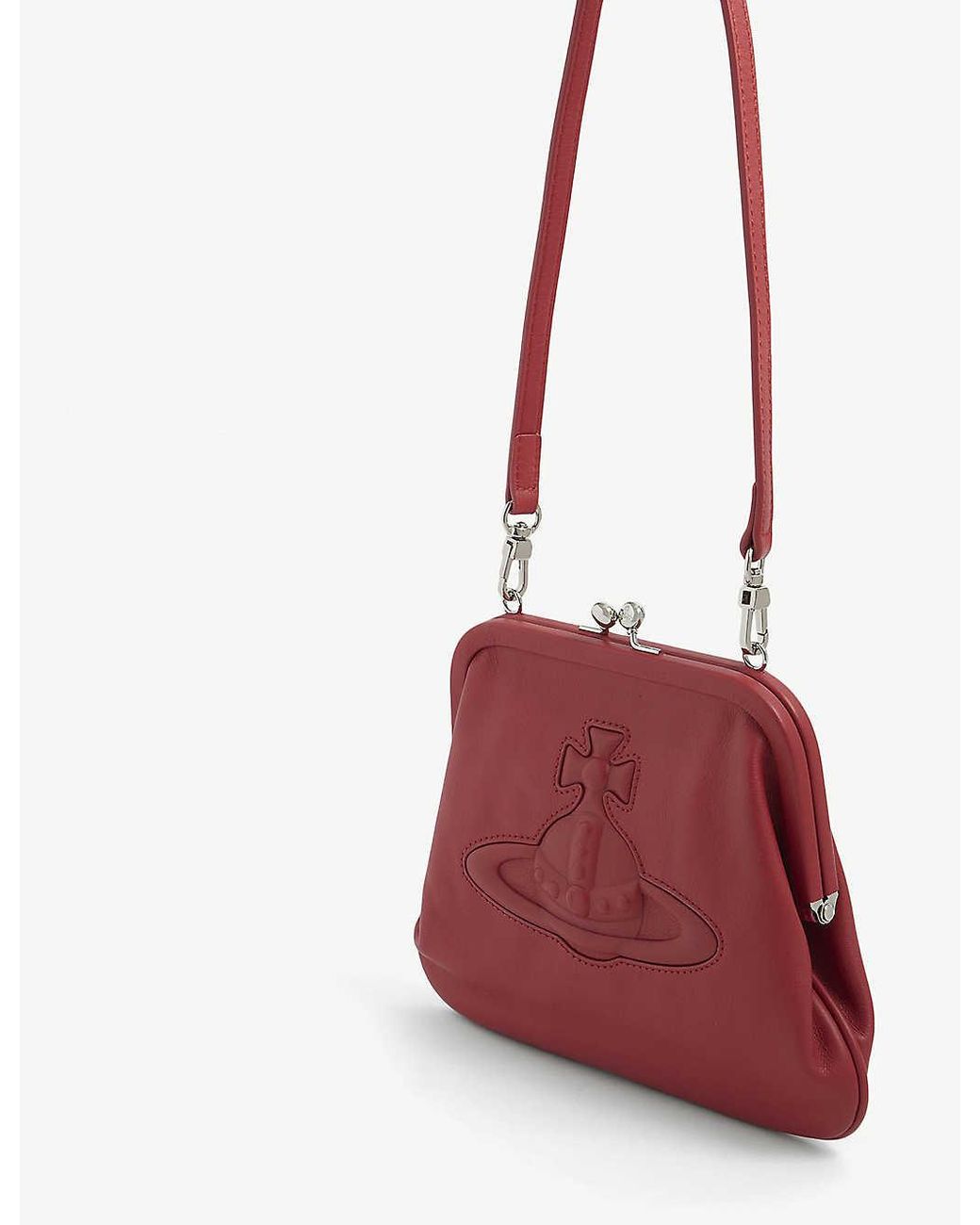 Vivienne Westwood Chelsea Logo embossed Leather Clutch Bag in Red