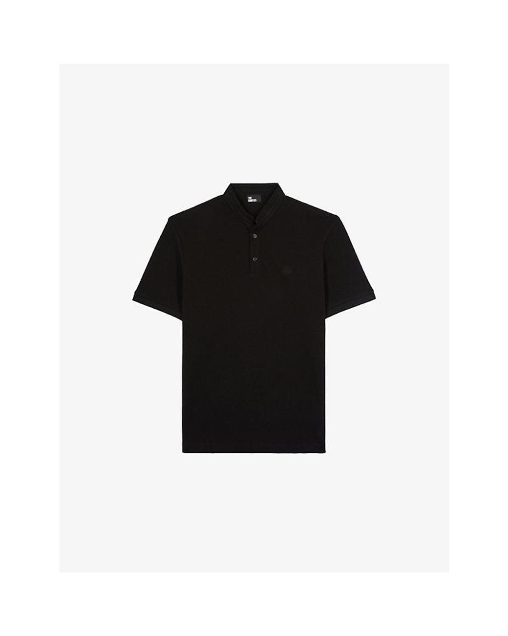 The Kooples Black Logo-Embroidered Short-Sleeve Cotton-Pique Polo Shirt for men