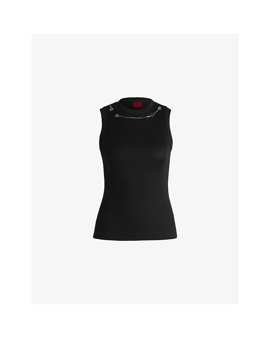 HUGO Black Round-Neck Ribbed Stretch-Jersey Vest