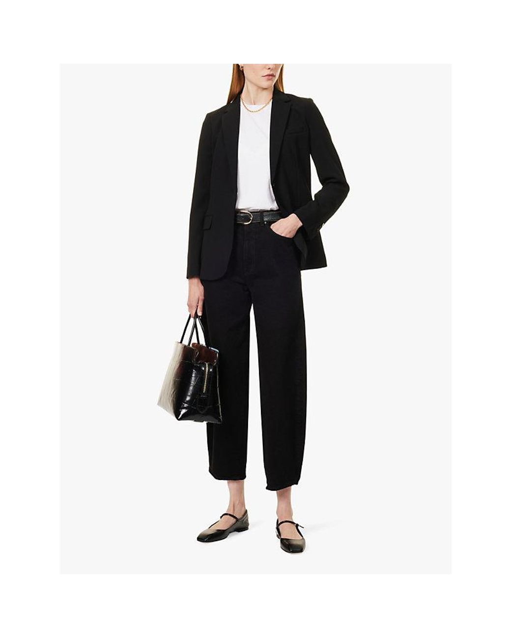 Theory Black Staple Single-Breasted Woven Blazer