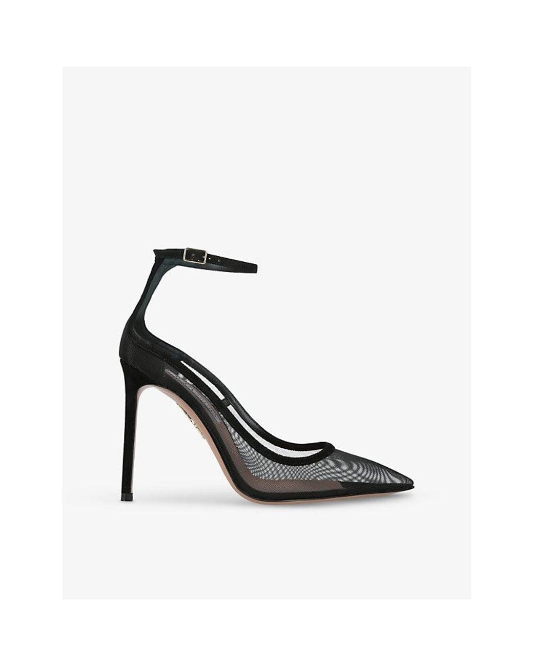 Aquazzura Black Love Affair 105 Mesh And Suede Courts