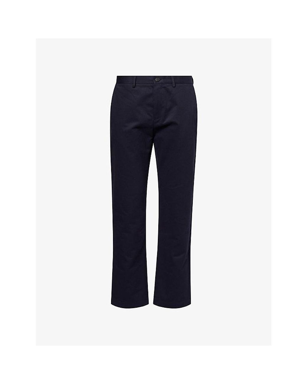Sunspel Blue Drill Straight-Leg Cotton Trousers for men