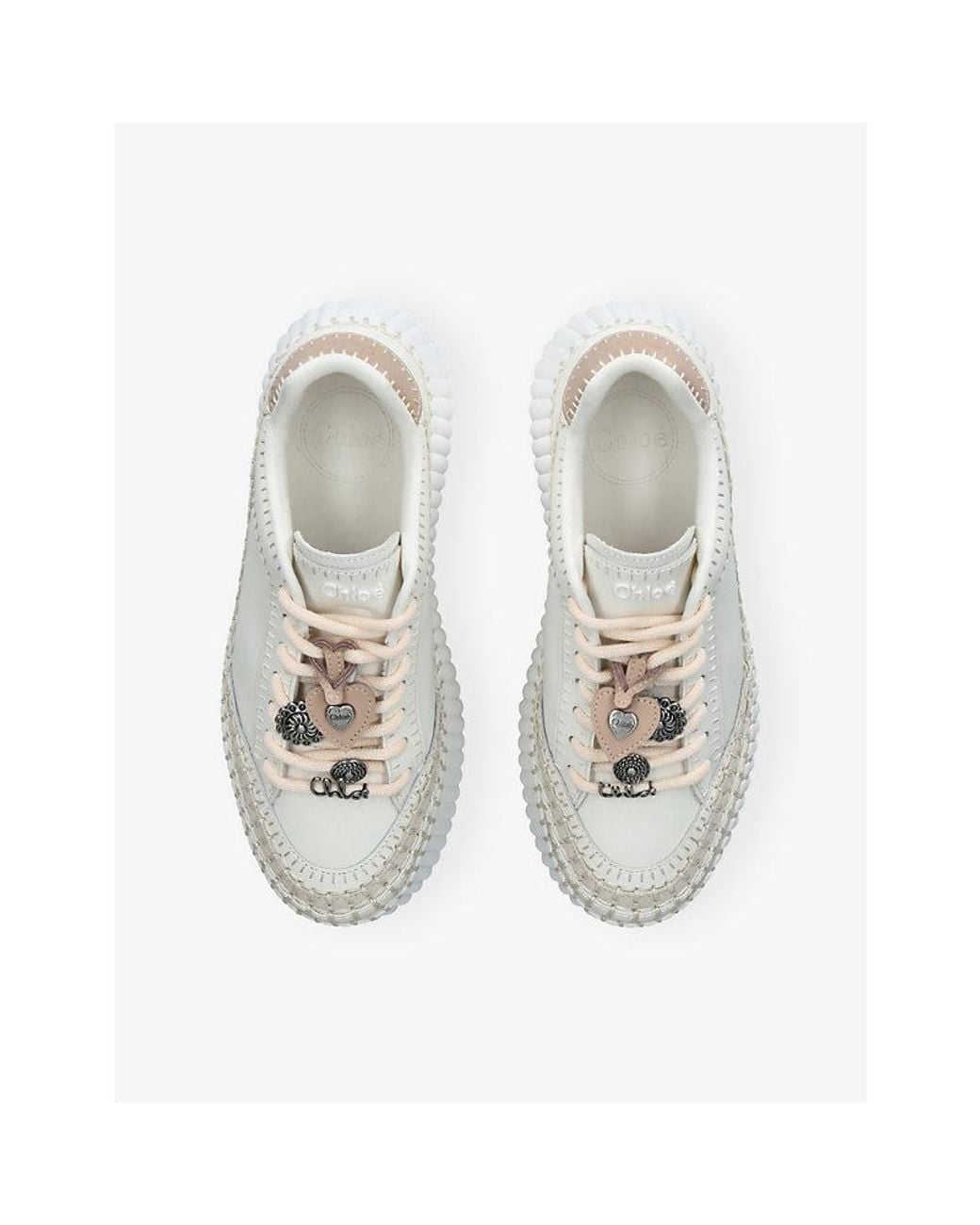 Chloé White Nama Runner Platform Leather Trainers