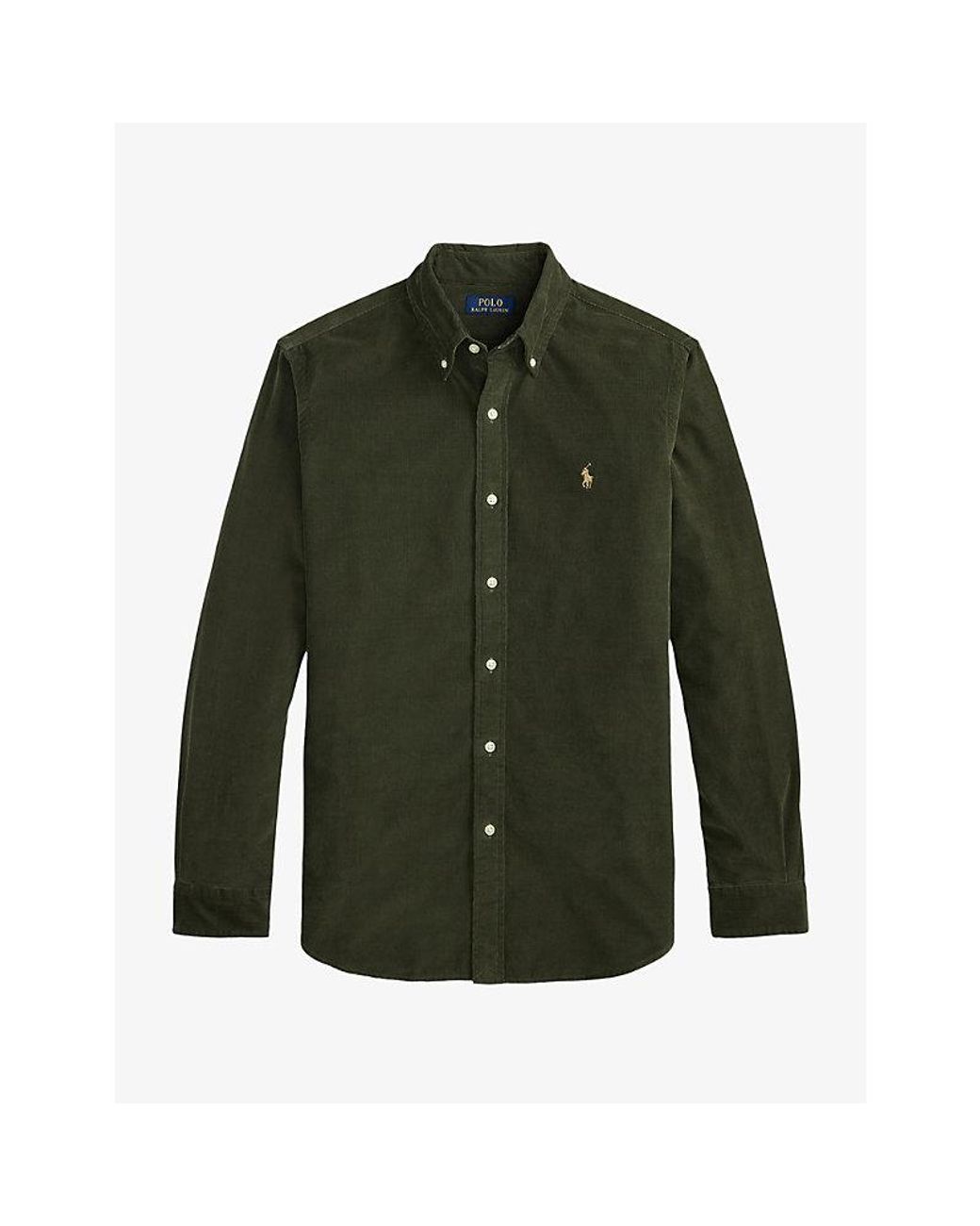 Polo Ralph Lauren Green Long-Sleeve Fine Corduroy Cotton Shirt for men