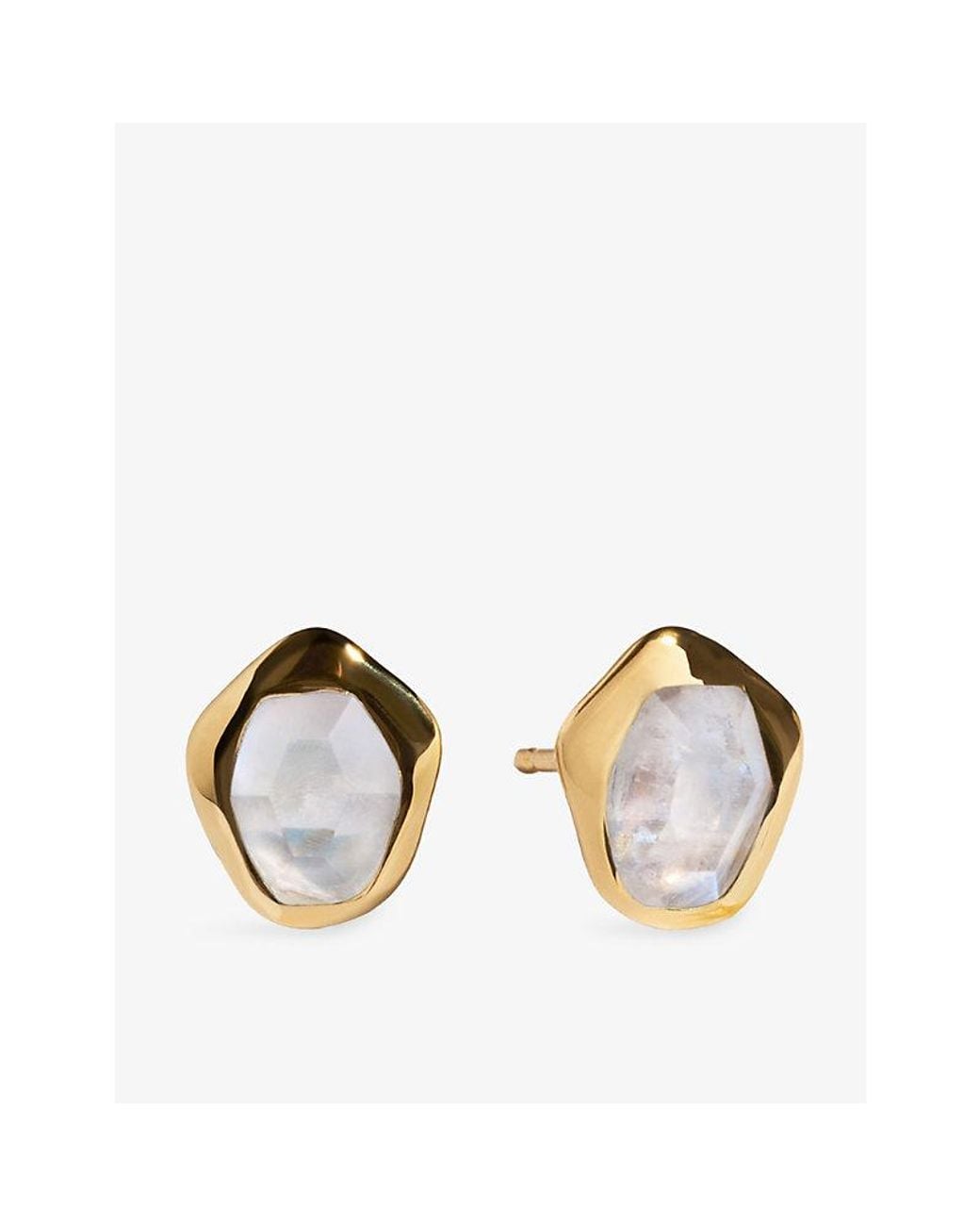 Monica Vinader Metallic Mv Odyssey Gemstone 18Ct Vermeil And Moonstone Stud Earrings