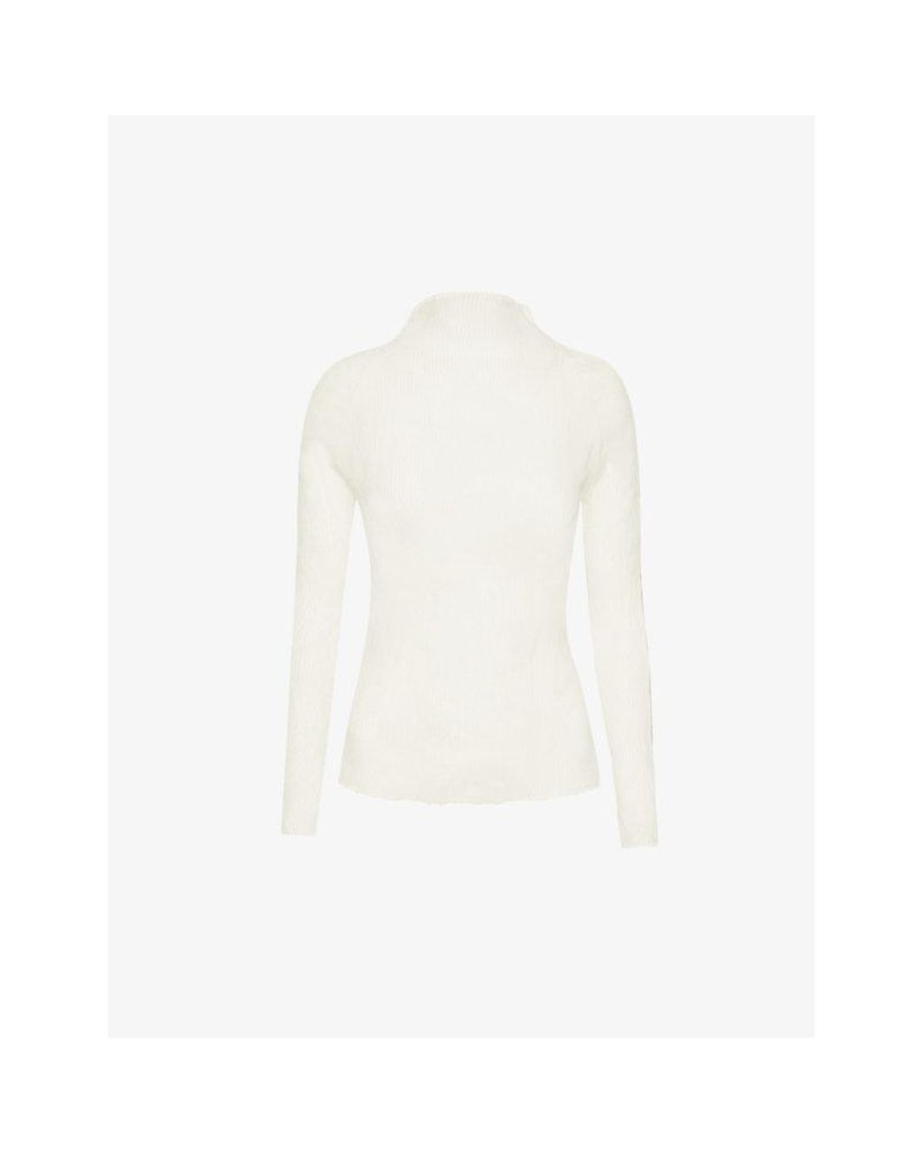 Pleats Please Issey Miyake High-neck Pleated Woven Top in White | Lyst