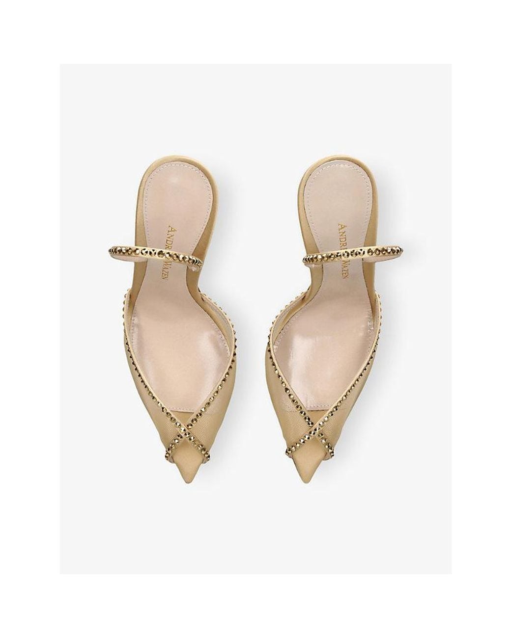 Andrea Wazen Metallic Katy 105 Mesh Slingbacks