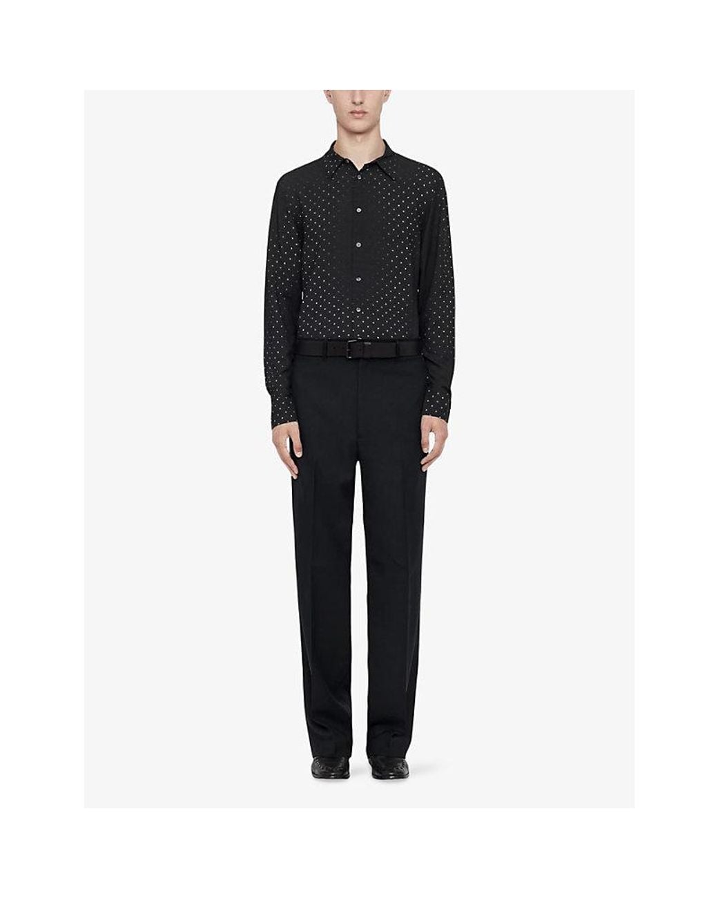 AllSaints Black Fade Polka-Dot Long-Sleeve Cotton Shirt for men