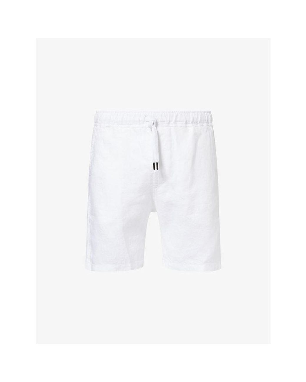 Derek Rose White Vienna Drawstring Linen Shorts for men