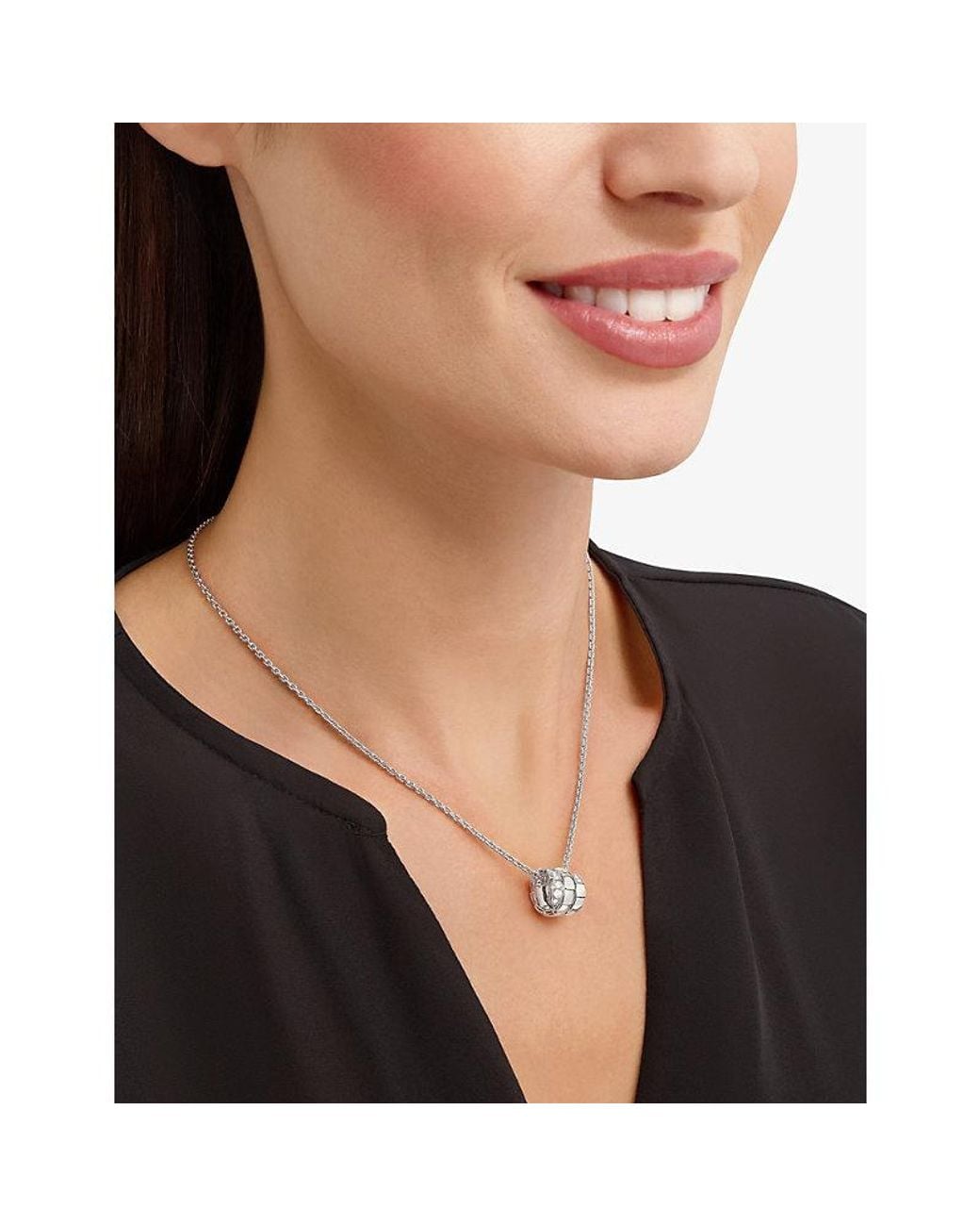 BVLGARI Metallic Serpenti Viper 18Ct And 0.13Ct Diamond Pendant Necklace