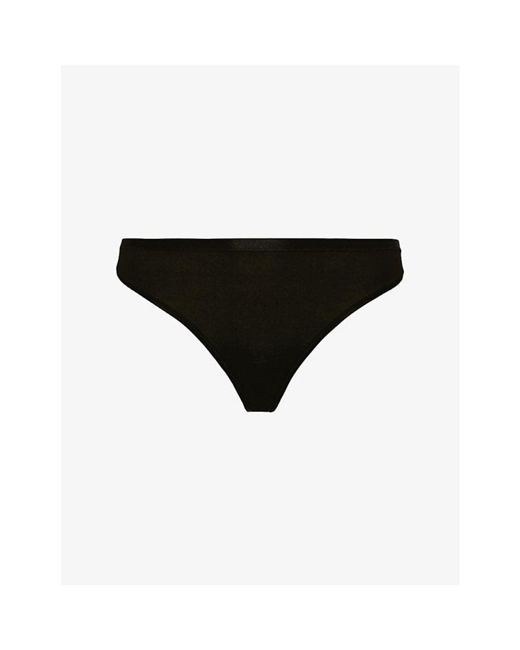 Hanro Black Seamless Stretch-Cotton Thong