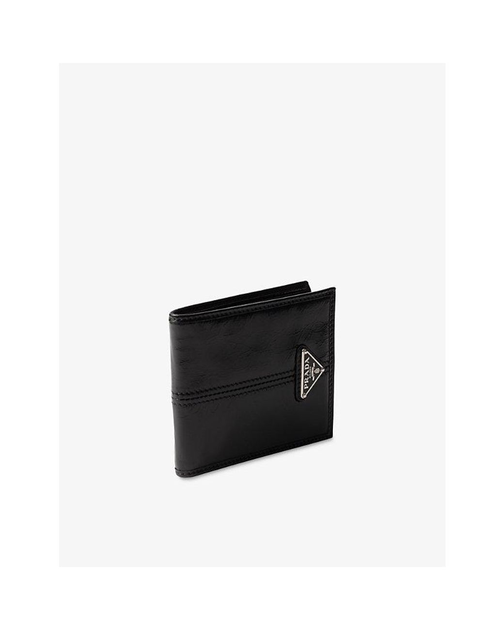 Prada Black Brand-Plaque Leather Wallet for men