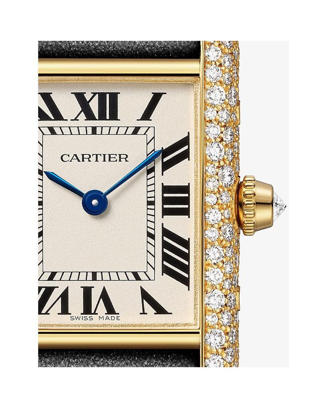Cartier Multicolor Tank Louis Mini Model- Diamond And Leather Quartz Watch