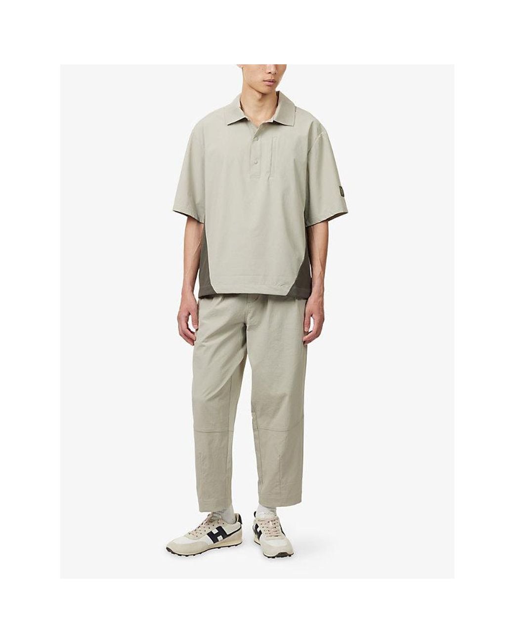 Manors White Shooter Branded Stretch-Woven Polo Shirt for men