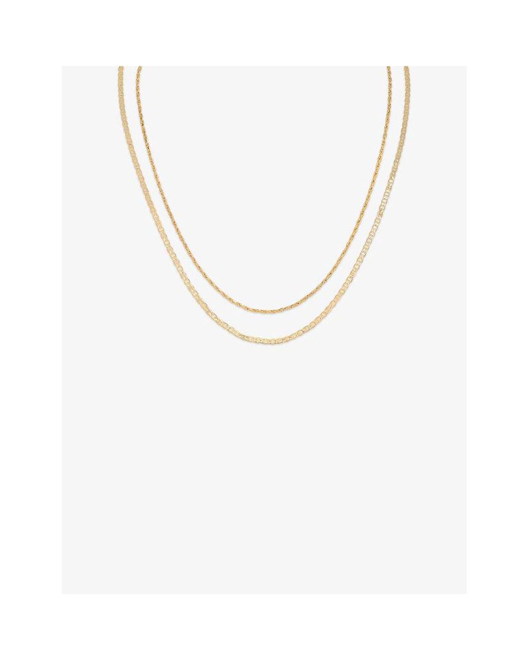 Astrid & Miyu Metallic Illusion Double Chain 18Ct-Plated Brass Necklace