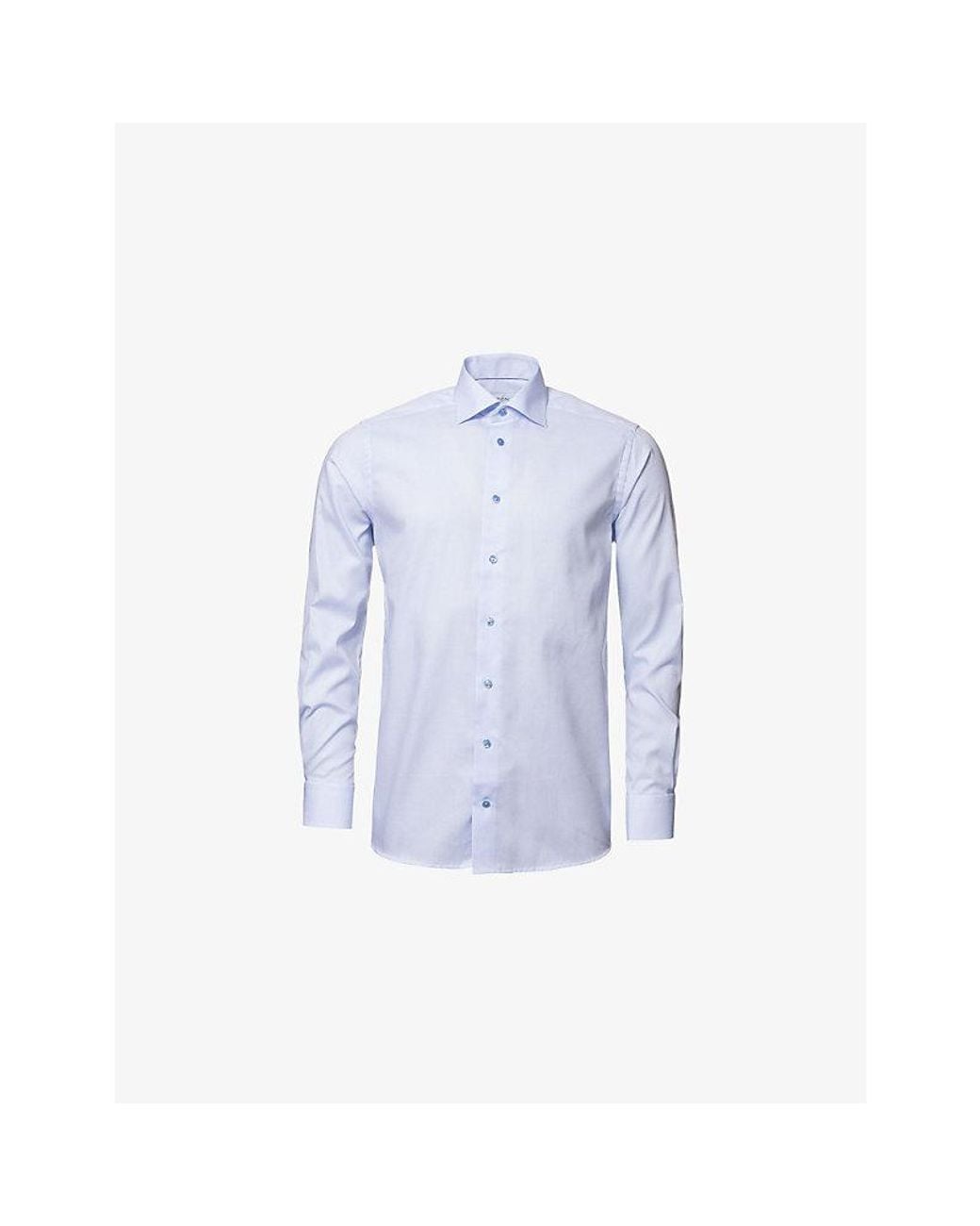 Eton of Sweden Blue Micro-Print Contemporary-Fit Cotton-Poplin Shirt for men