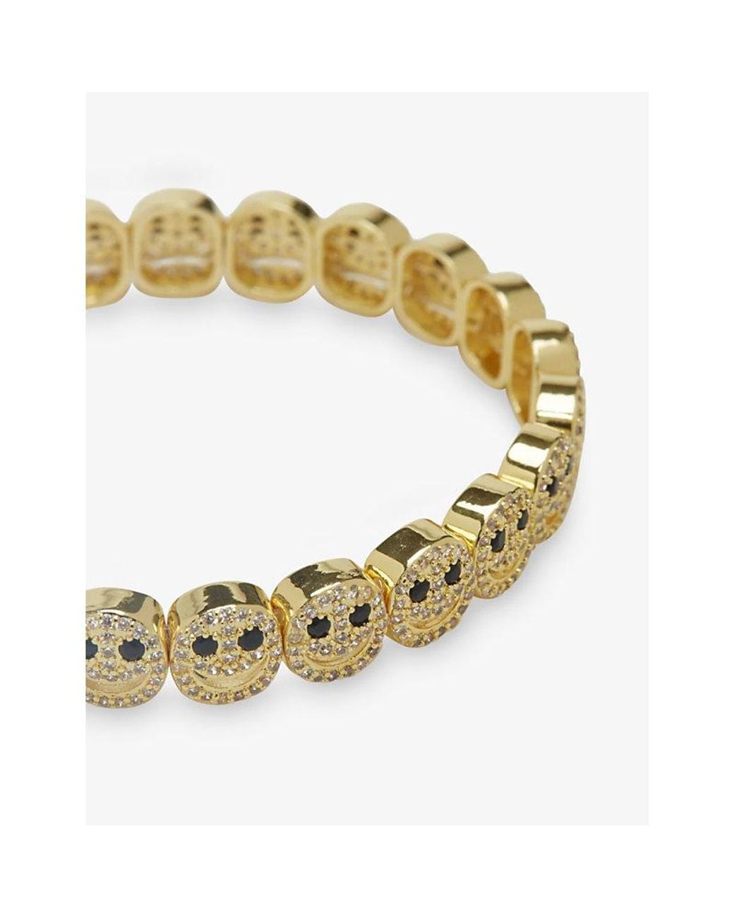 Lisa Gozlan Metallic The Happy Face Pavé 18Ct-Plated Brass And Cubic Zirconia Bracelet