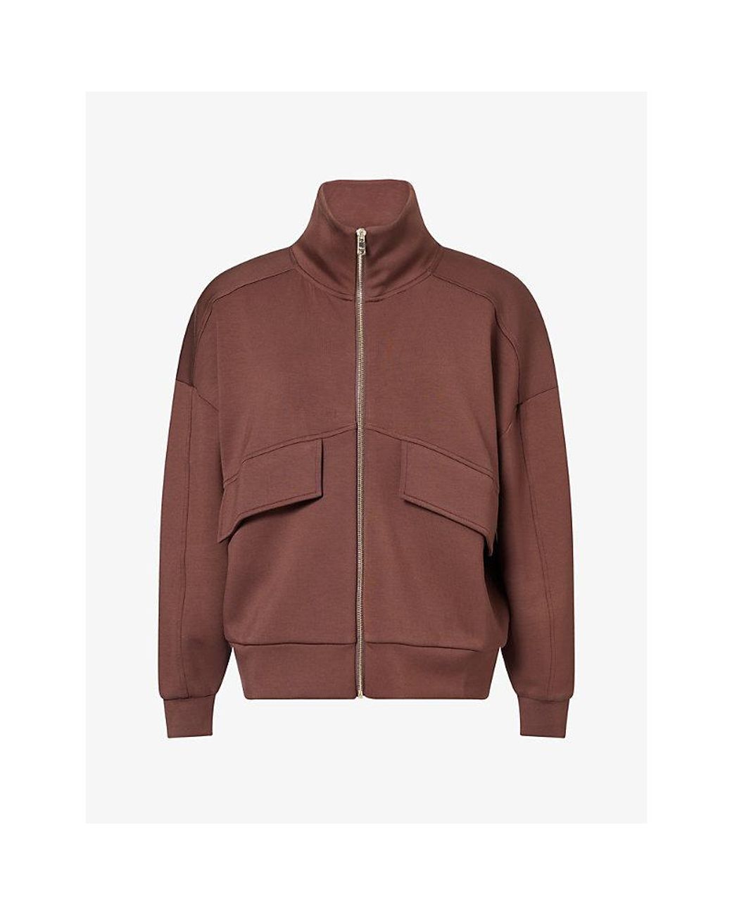 Now You Live Brown Oakland Zip-Through Stretch-Modal-Blend Sweatshirt