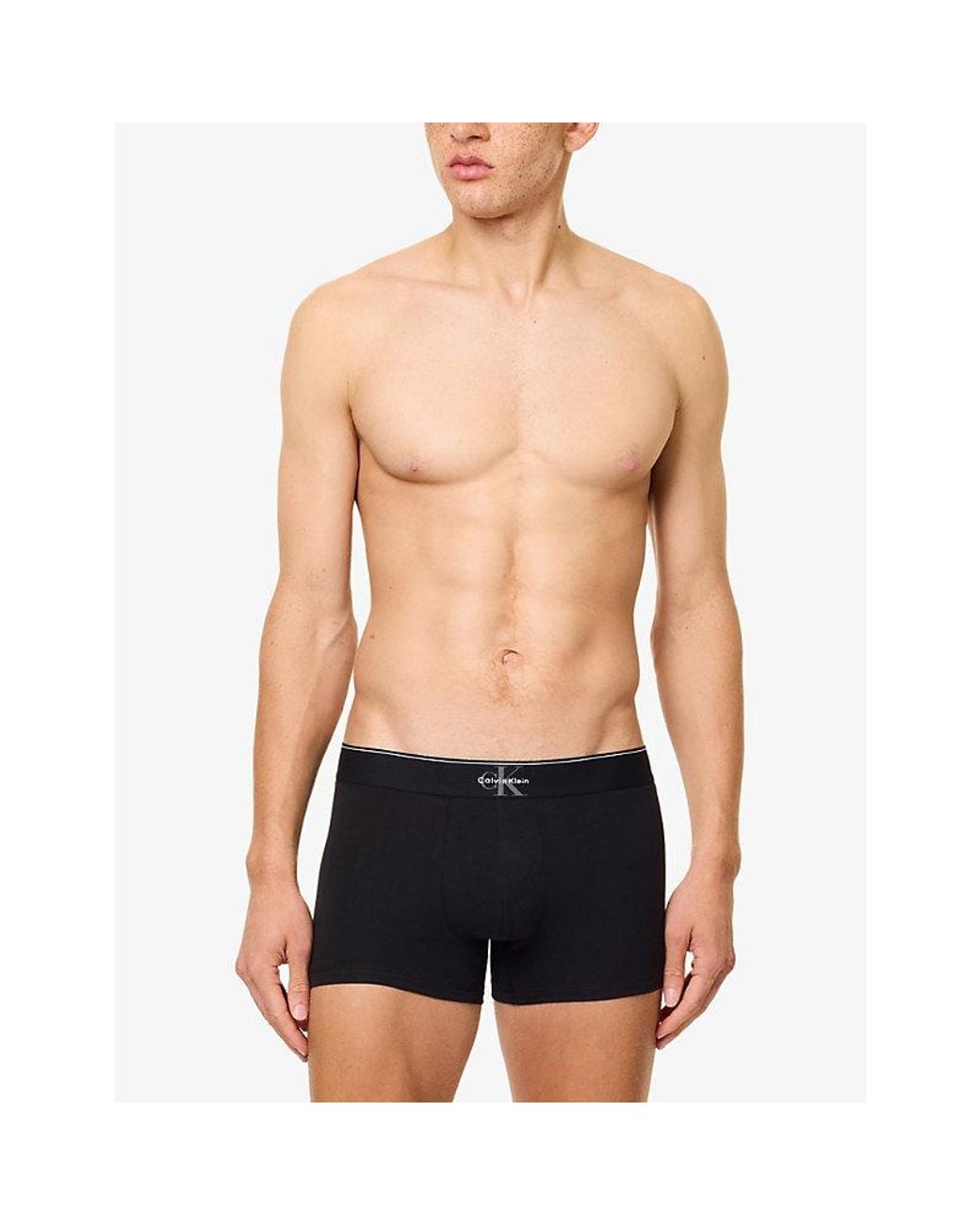 Calvin Klein Black Graphic Monogram Pack Of Three Stretch-Cotton Trunks for men