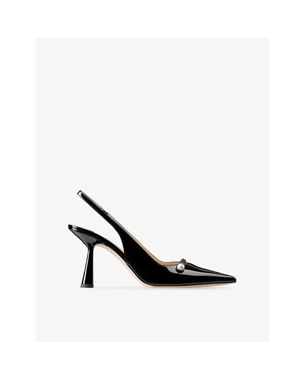Jimmy Choo Black Amita 85 Patent Leather Slingbacks