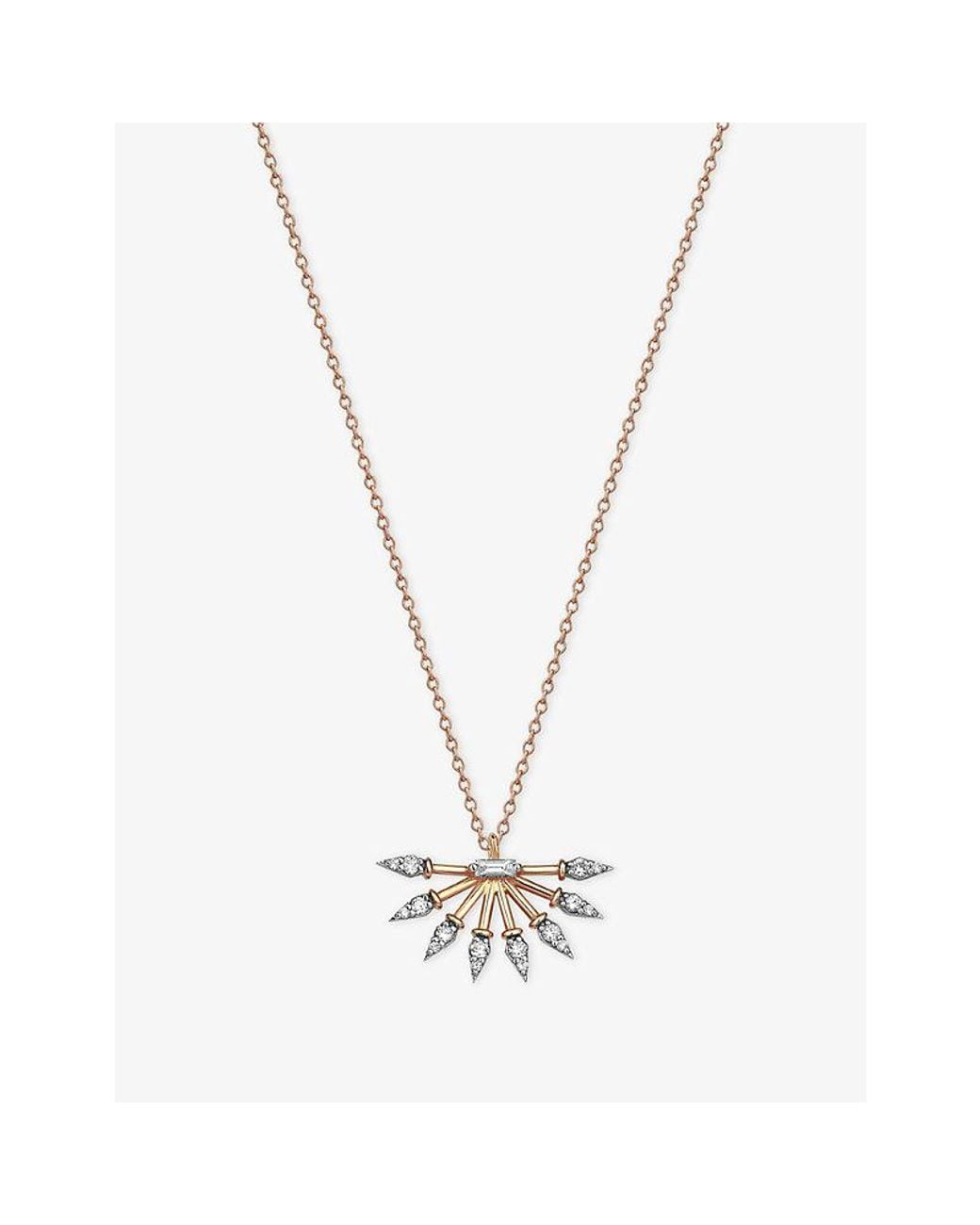 Kismet by Milka White Curvature Metal And 0.20Ct Diamond Pendant Necklace