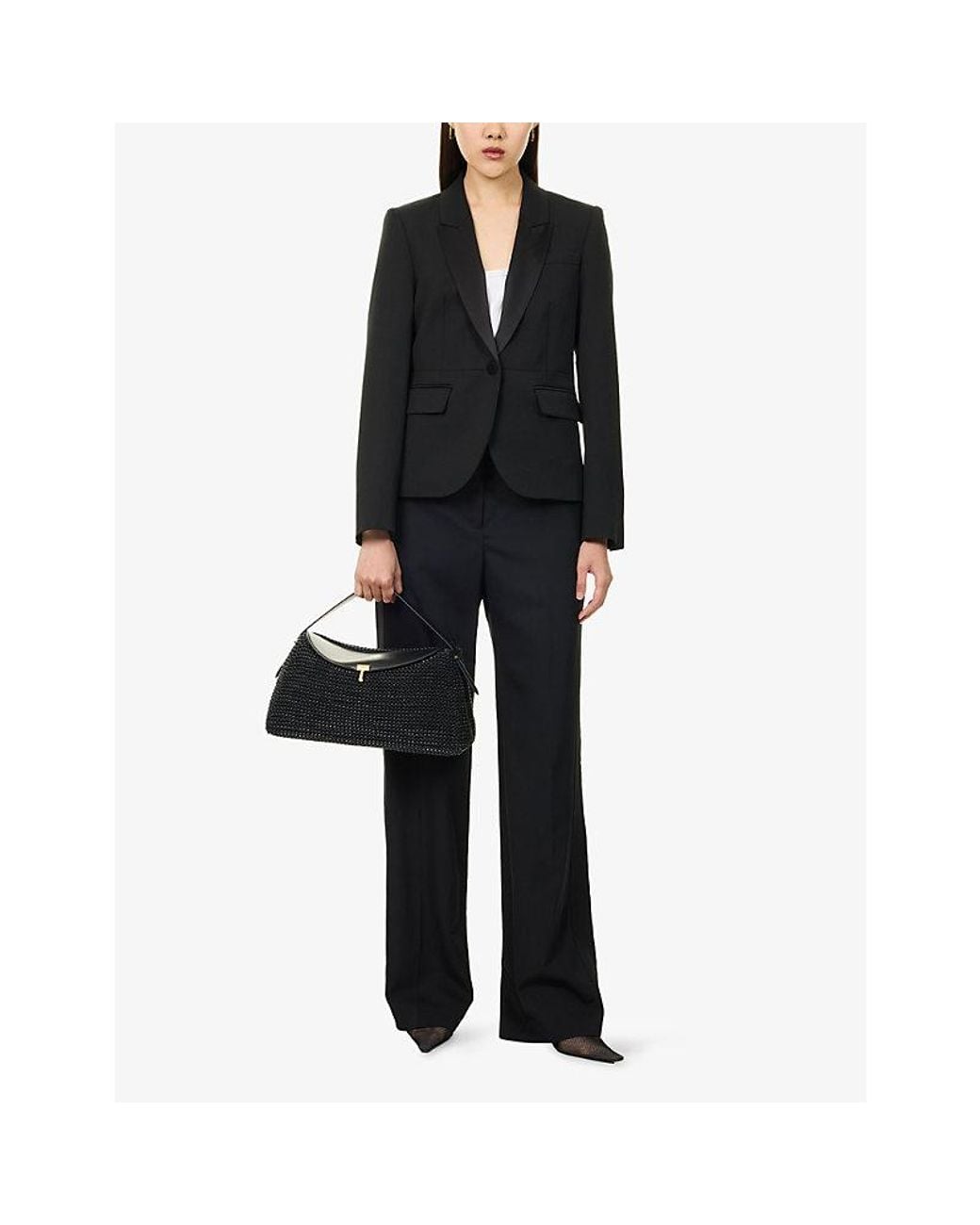 ME+EM Black Contour-Fit Wool-Blend Blazer