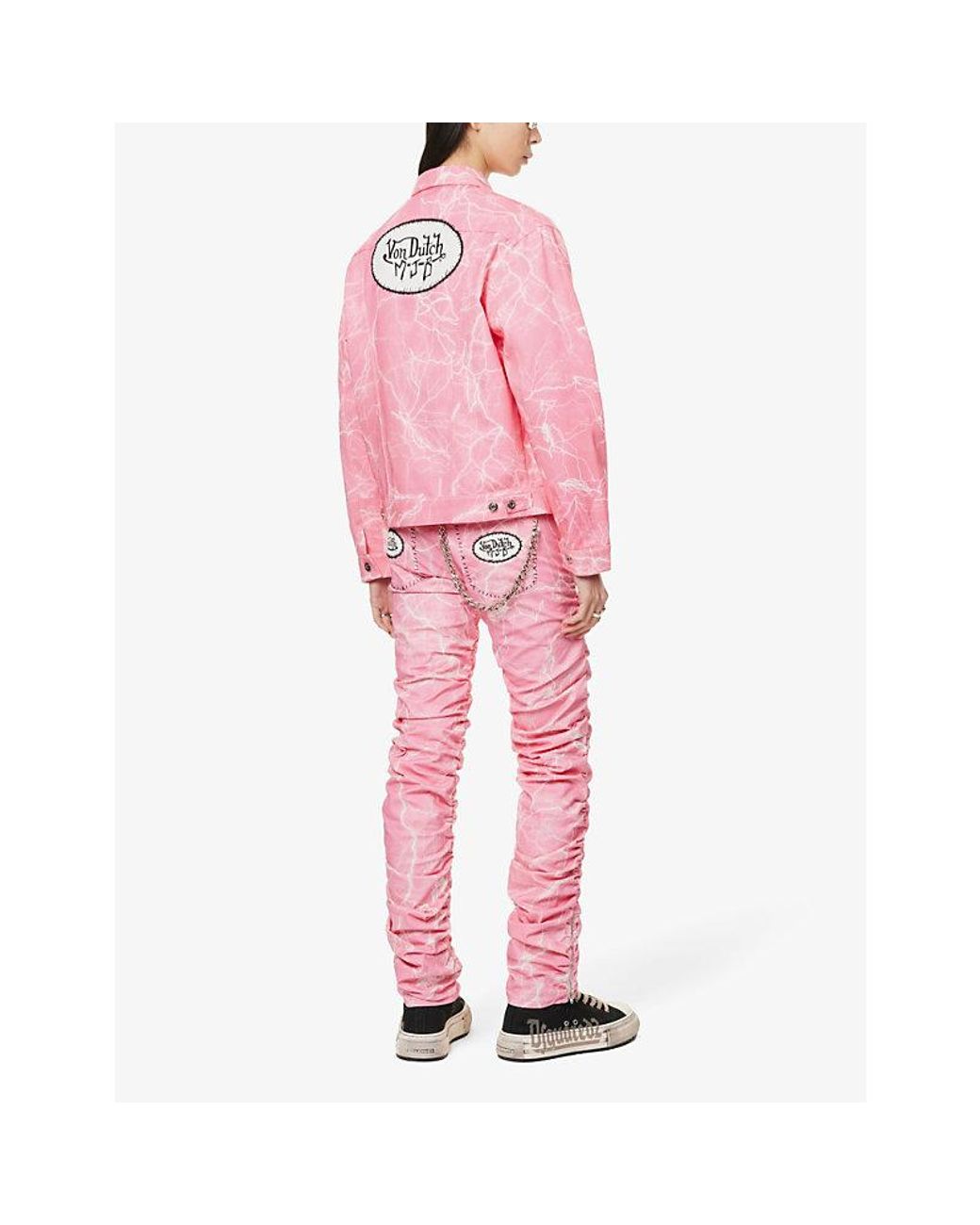 MJB [Marc Jacques Burton] Mjb – Marc Jacques Burton X Von Dutch Lightning  Pax Brand-embroidered Denim Jacket in Pink for Men | Lyst