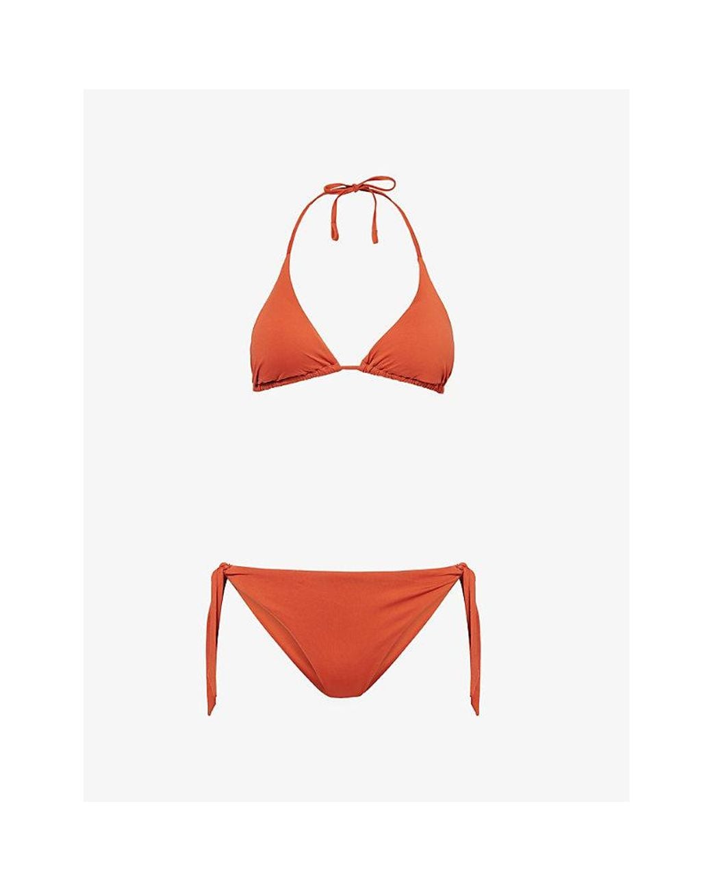 Max Mara Red Baby Triangle Self-Tie Bikini Set