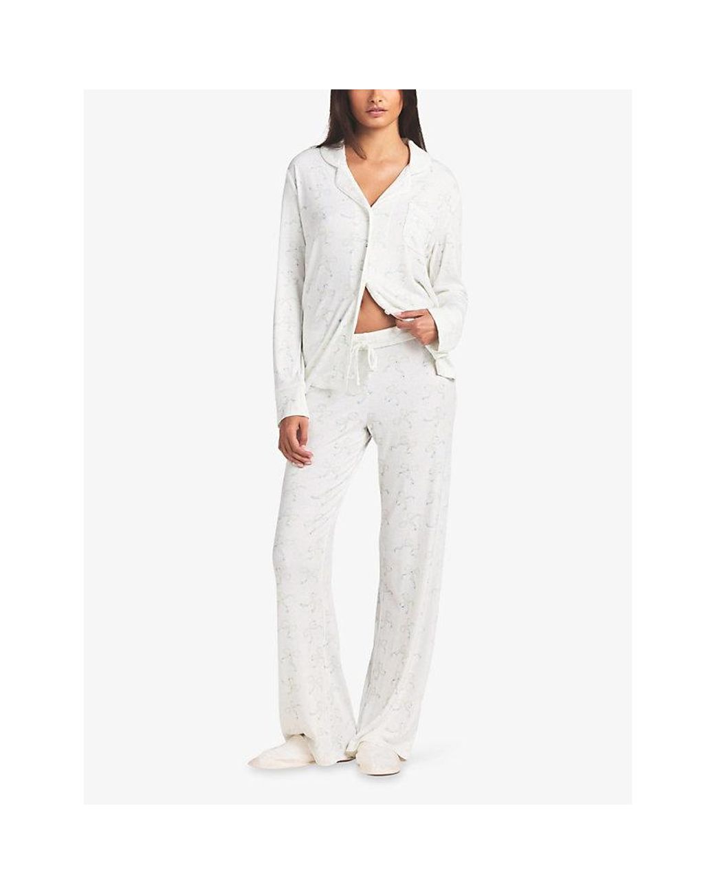 Skims White Soft Lounge Long-Sleeve Stretch-Modal Sleep Set
