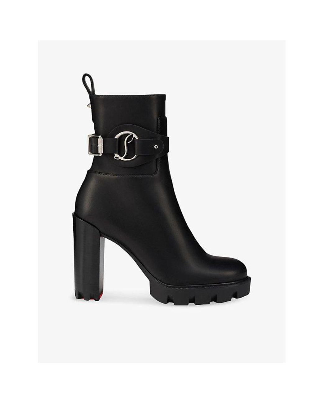 Christian Louboutin Black Dianouchette Lug 100 Calf-Leather Heeled Boots