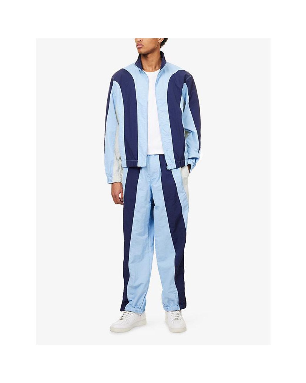 AWAKE NY Blue Pusherman Panelled Track Shell Jogging Bottoms for men