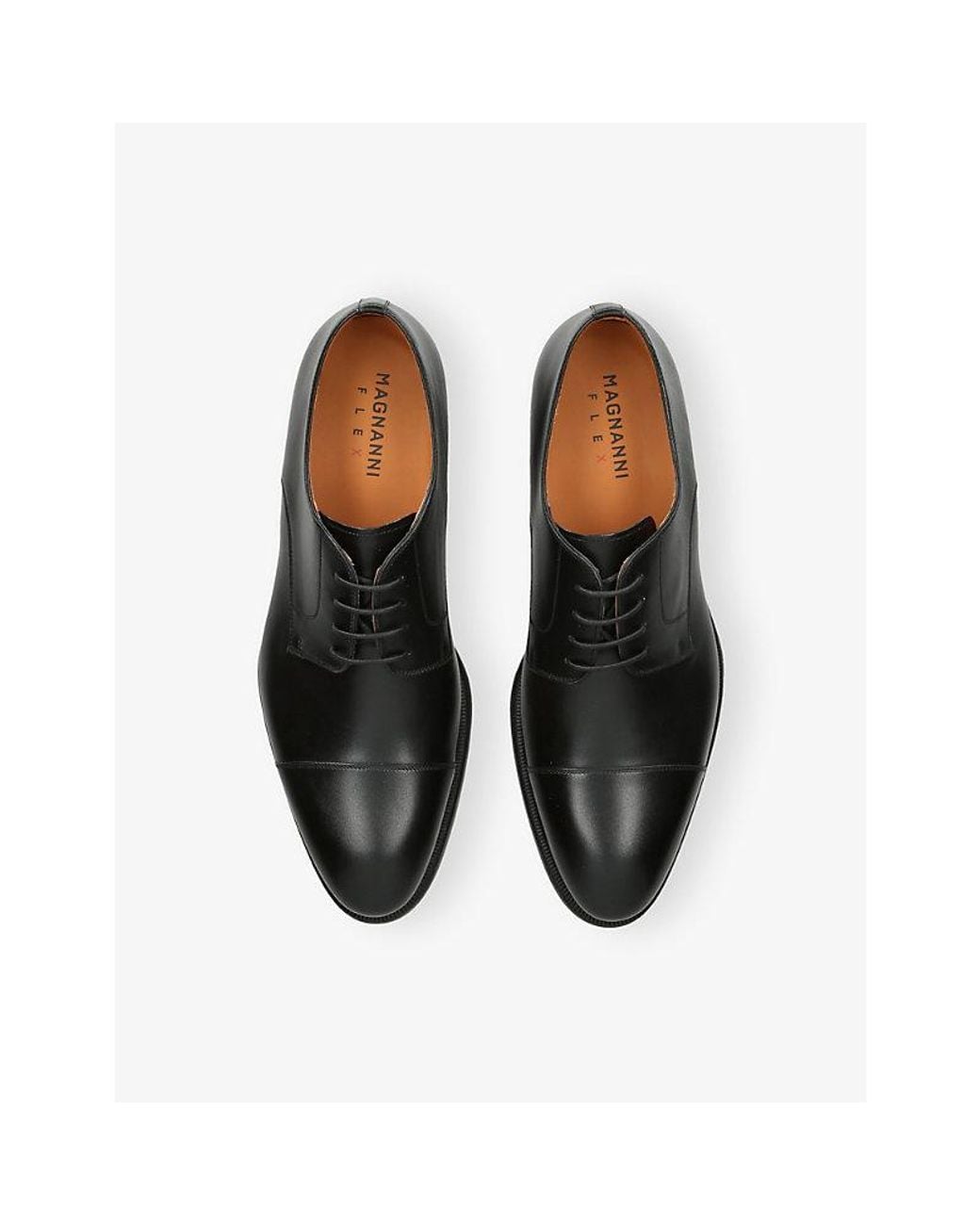Magnanni Shoes Black Harlan Lace-Up Leather Derby Shoes for men