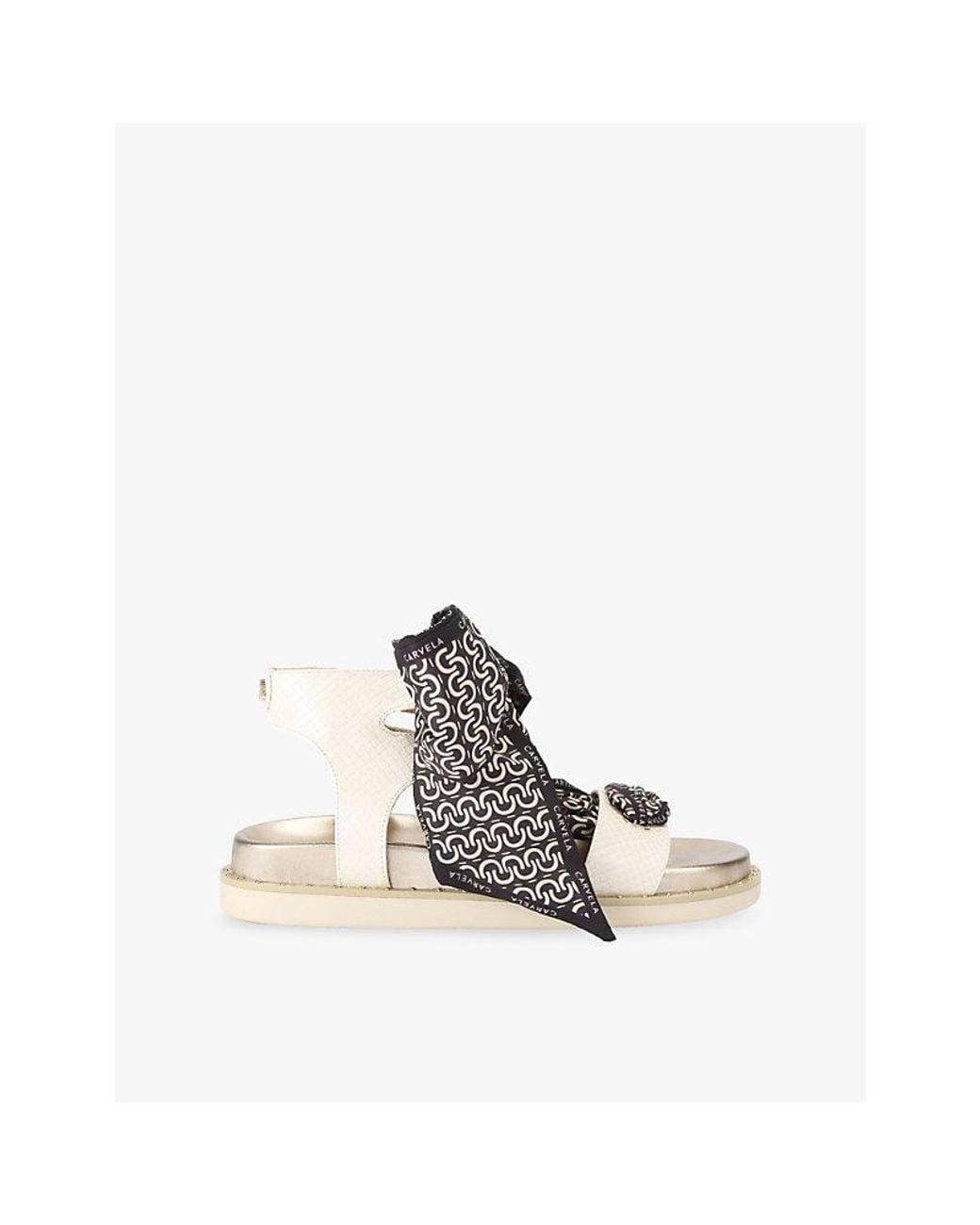 Carvela Kurt Geiger White Sorrento Scarf Faux-Leather Sandals