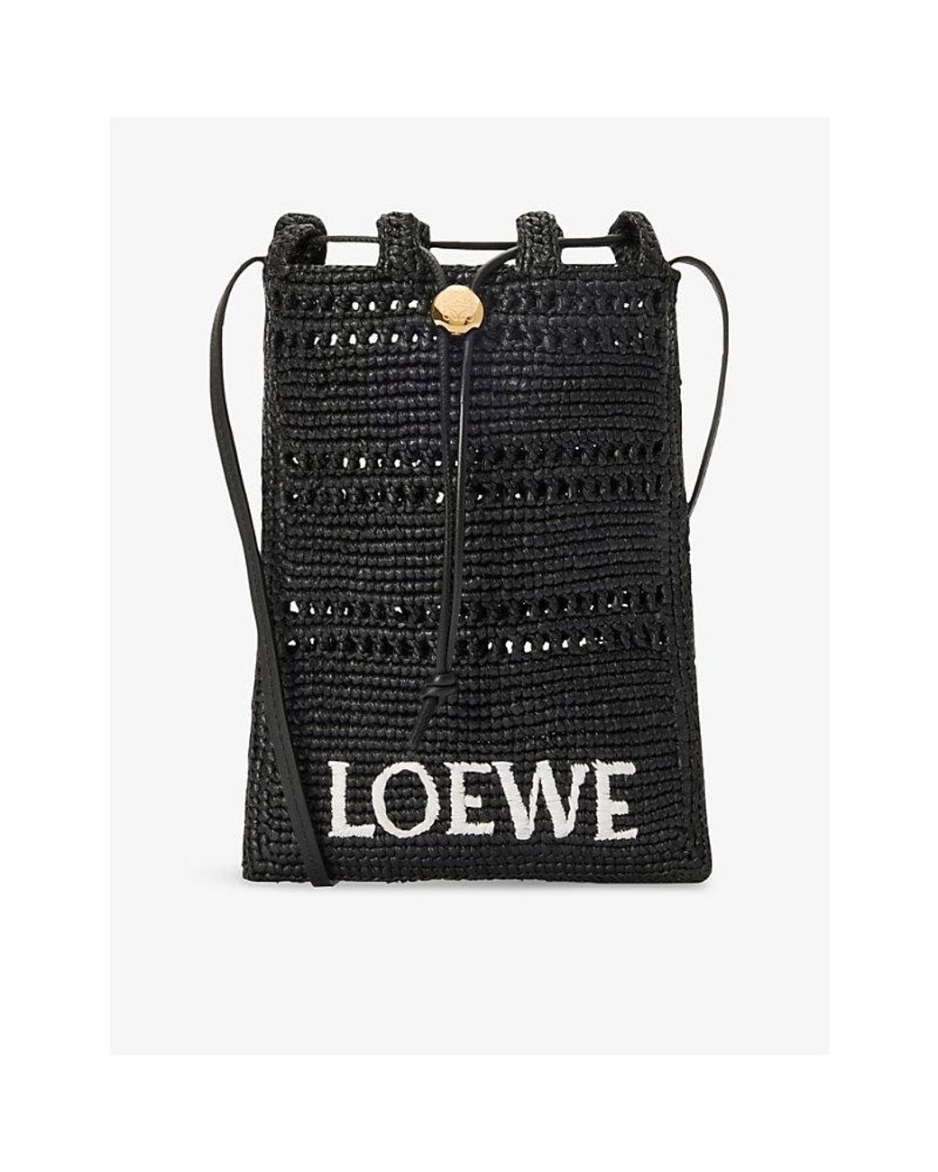 Loewe Black X Paula's Ibiza Drawstring Pocket Raffia Cross-Body Bag