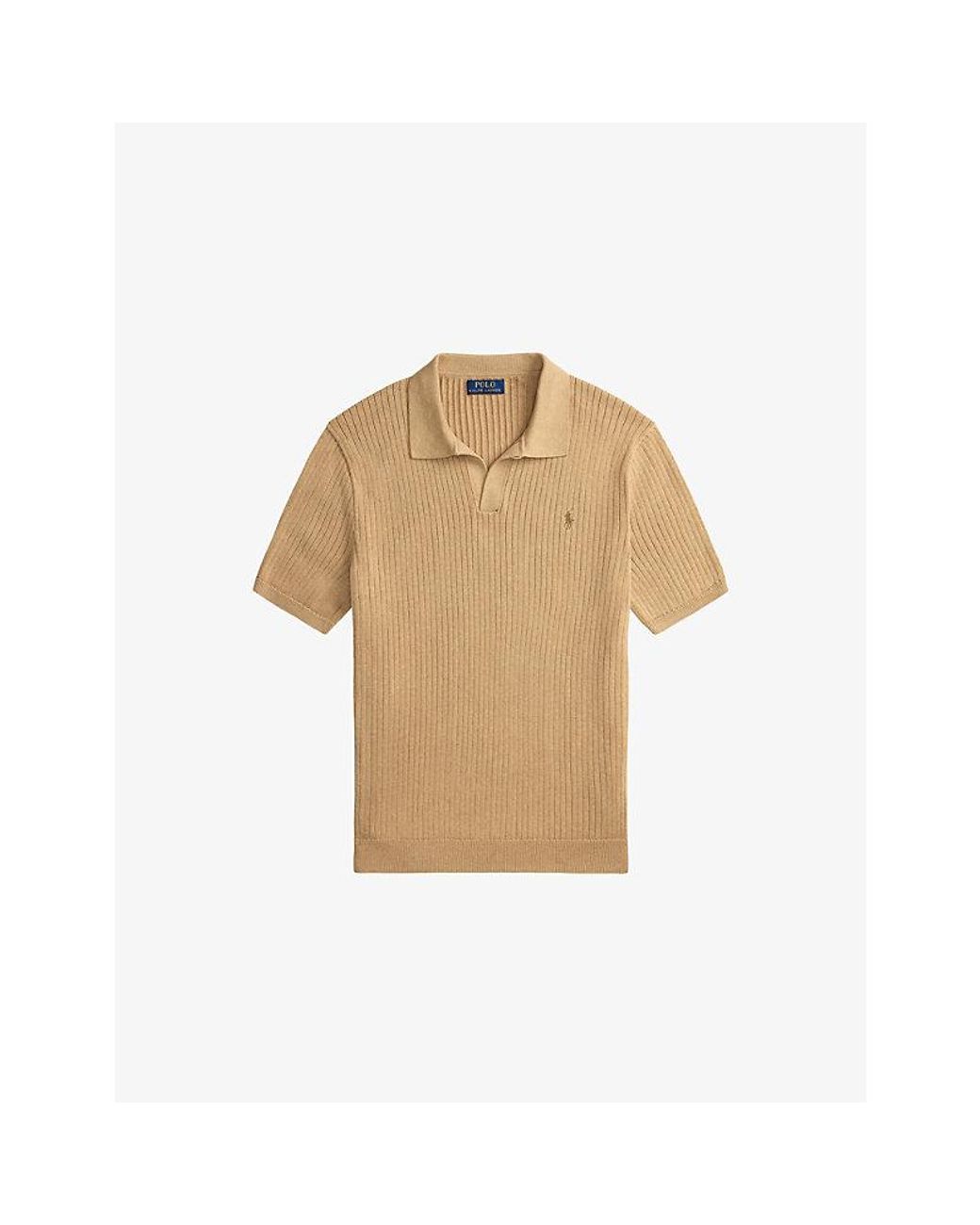 Polo Ralph Lauren Open-Collar Ribbed-Knit Cotton Polo Shirt in