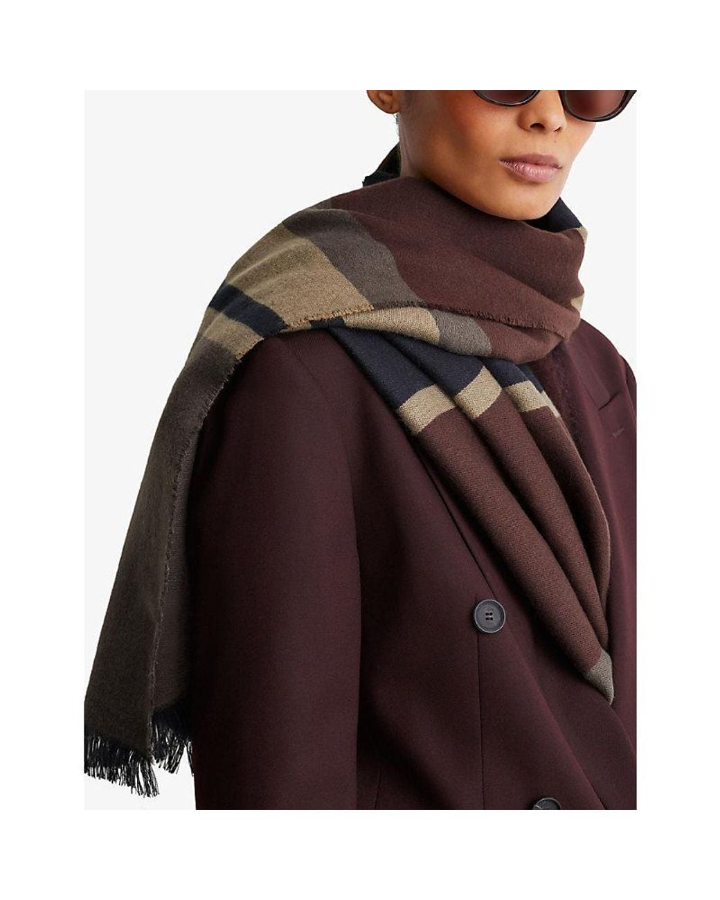 Reiss Black Cynthia Striped Woven Scarf