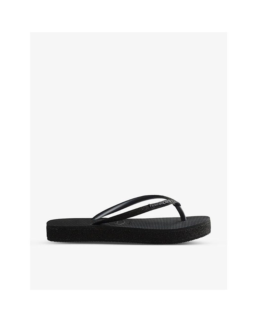 Havaianas Black Slim Flatform Glitter-Strap Rubber Flip-Flops